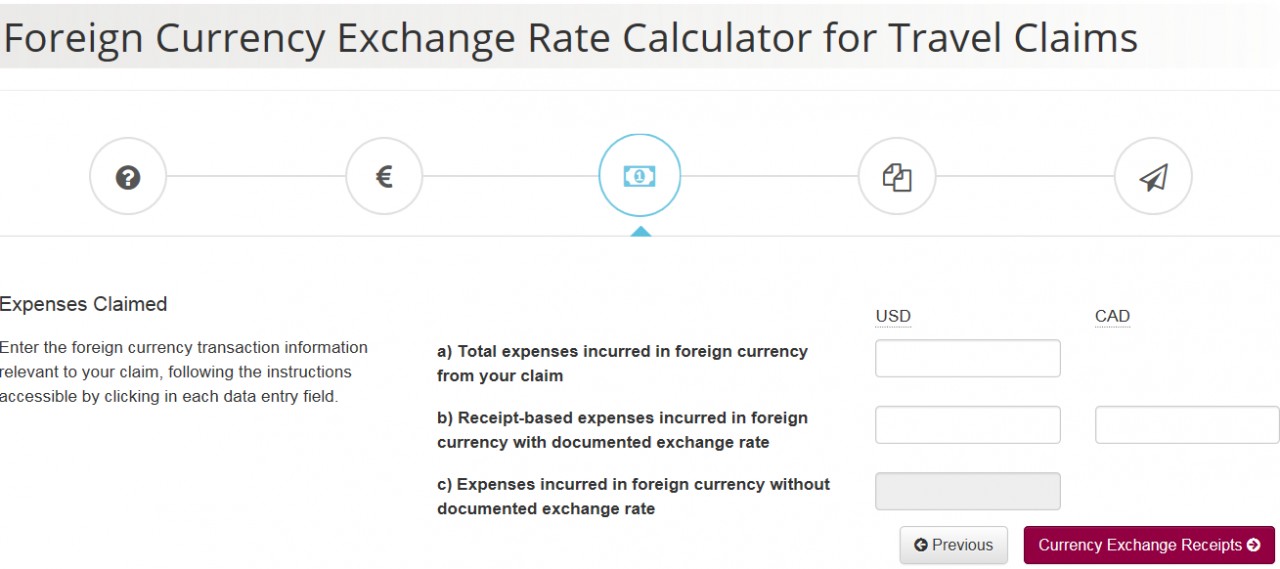 Foreign Currency Exchange Rate Calculator screenshot - Page 3 - Expenses Claimed