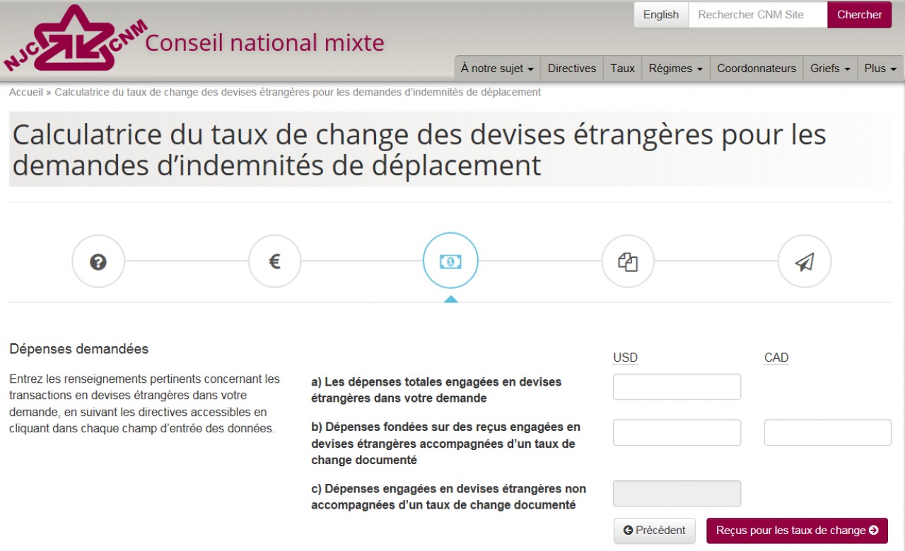 Calculatrice du taux de change des devises étrangères – Page 3 - Dépenses demandées